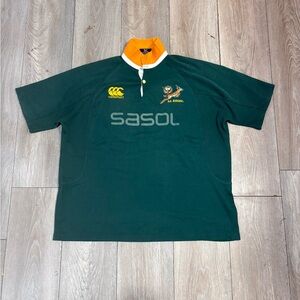 American Vintage 90s Africa Rugby Green Polo Short Size XL Baggy Fit